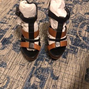 Black and brown heels